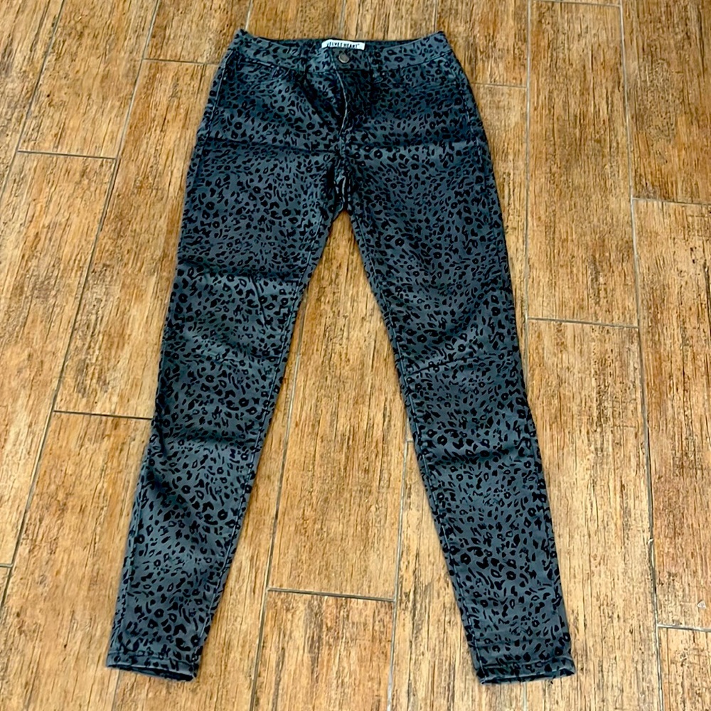 Velvet heart leopard print skinny Jean